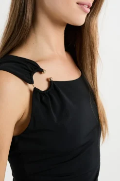 ETAM Camisetas|Top sin mangas con anilla NEGRO