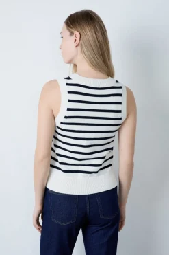 ETAM Cuello En V|De Rayas|Top sin mangas marinero CRUDO
