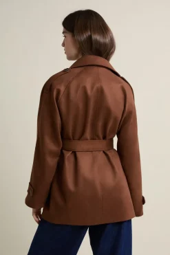 ETAM Abrigos Largos|Gabardinas|Trench mi-long ceinturé CAMEL