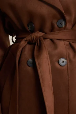 ETAM Abrigos Largos|Gabardinas|Trench mi-long ceinturé CAMEL