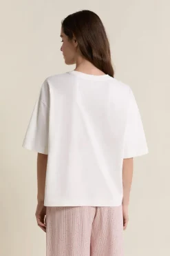 ETAM Los Pijamas Más Responsables|Partes De Arriba De Pijama|T-shirt de pyjama manches courtes en coton ECRU