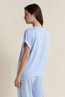 ETAM Los Pijamas Más Responsables|Partes De Arriba De Pijama|T-shirt de pyjama manches courtes BLEU AZUR