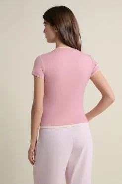 ETAM Cuello Redondo|Manga Corta|Tshirt manches courtes col rond ROSE