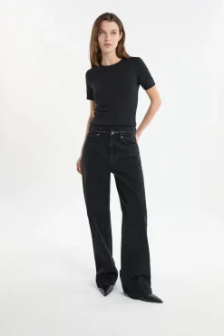 ETAM Jeans|Mom Jeans|Vaqueros anchos de algodón NEGRO