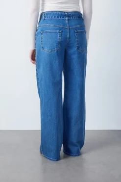 ETAM Mom Jeans|Vaqueros corte zanahoria con corbata AZUL REAL