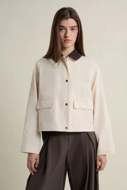 ETAM Chaquetas|Abrigos Cortos|Veste courte à col velours ECRU