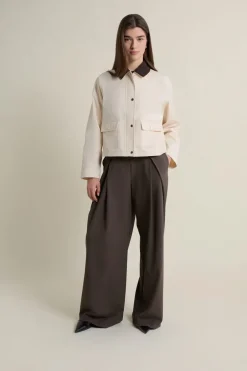 ETAM Chaquetas|Abrigos Cortos|Veste courte à col velours ECRU