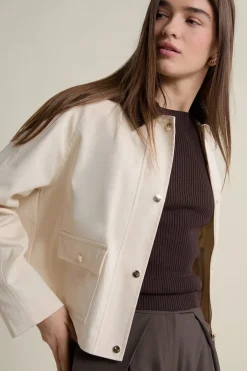 ETAM Chaquetas|Abrigos Cortos|Veste courte à col velours ECRU