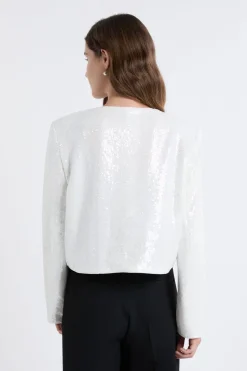 ETAM Chaquetas|Veste courte à sequins BLANC