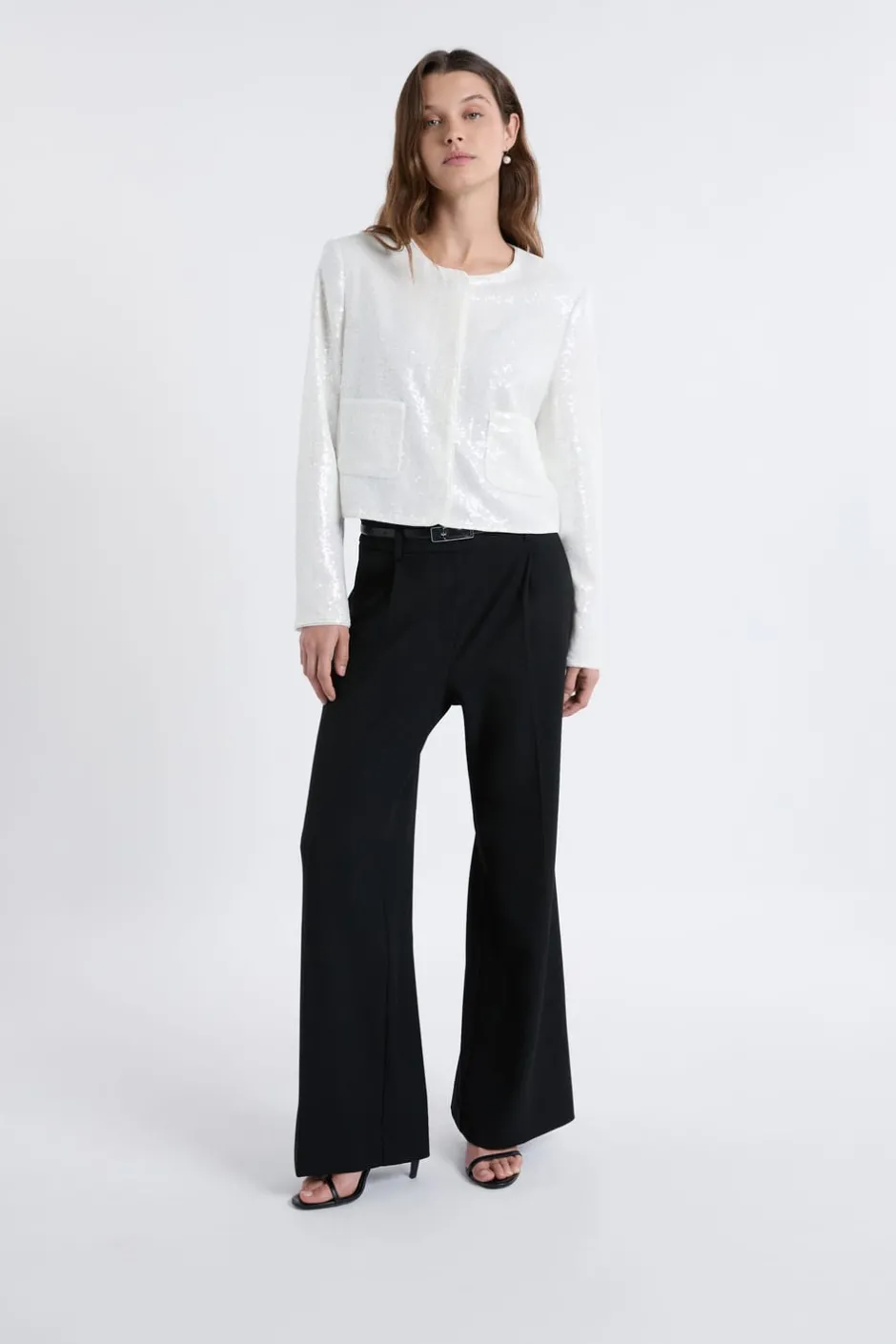 ETAM Chaquetas|Veste courte à sequins BLANC