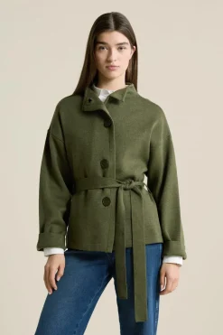 ETAM Cuello Alto|Chaquetas|Veste maille ceinturée KAKI