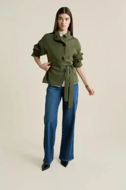 ETAM Cuello Alto|Chaquetas|Veste maille ceinturée KAKI
