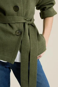 ETAM Cuello Alto|Chaquetas|Veste maille ceinturée KAKI