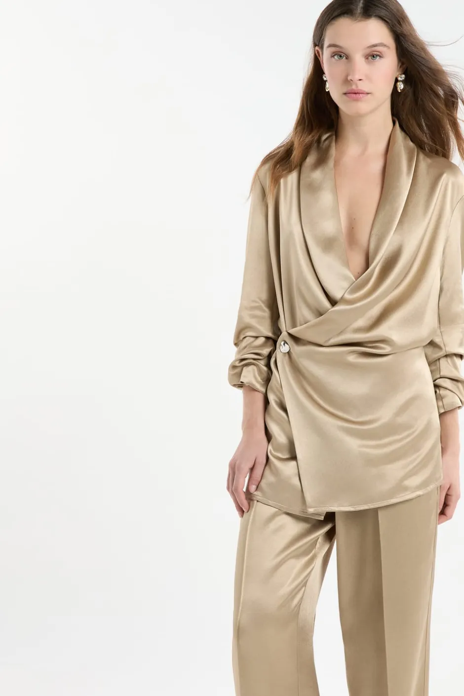 ETAM Chaquetas|Veste manches longues en crêpe SABLE