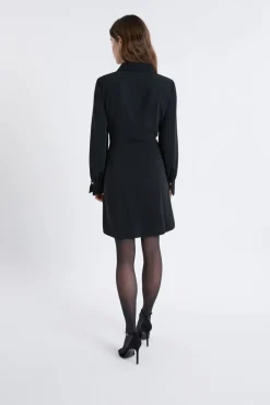 ETAM Vestidos Lisos|Vestidos De Noche|Vestido camisero corto NEGRO
