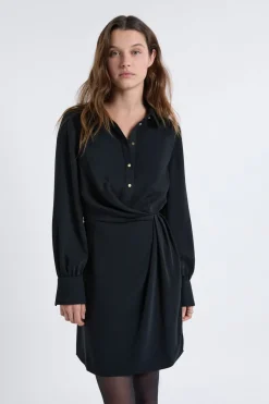 ETAM Vestidos Lisos|Vestidos De Noche|Vestido camisero corto NEGRO