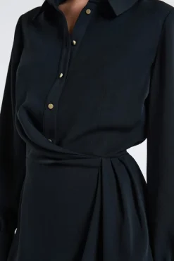 ETAM Vestidos Lisos|Vestidos De Noche|Vestido camisero corto NEGRO