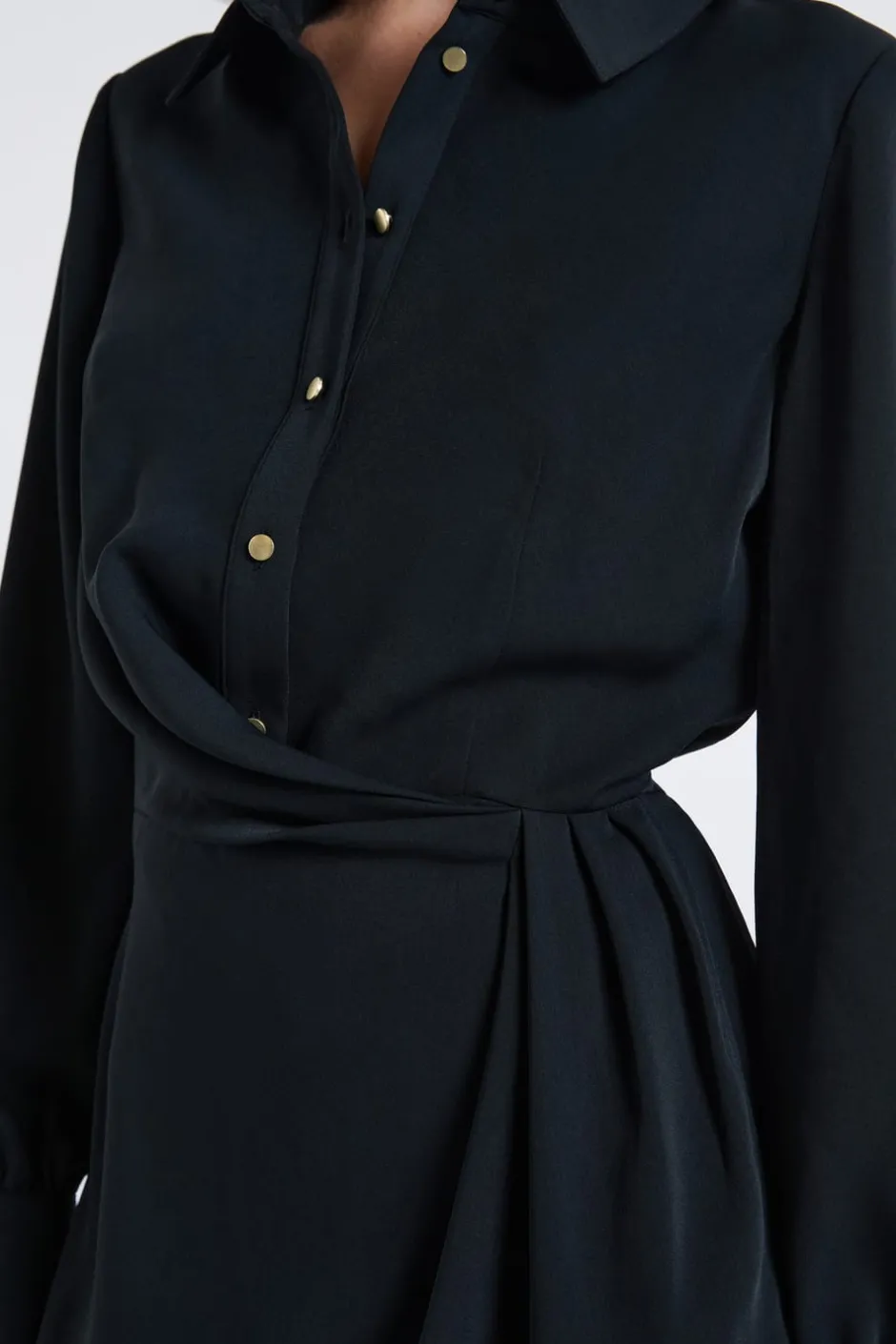 ETAM Vestidos Lisos|Vestidos De Noche|Vestido camisero corto NEGRO