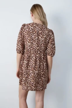 ETAM Vestidos Cortos|Vestidos Estilo Bohemio|Vestido con lazada y de leopardo ESTAMPADO