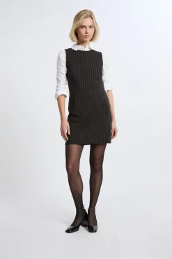 ETAM Vestidos Cortos|Vestidos|Vestido corto a rayas NEGRO