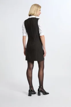 ETAM Vestidos Cortos|Vestidos|Vestido corto a rayas NEGRO