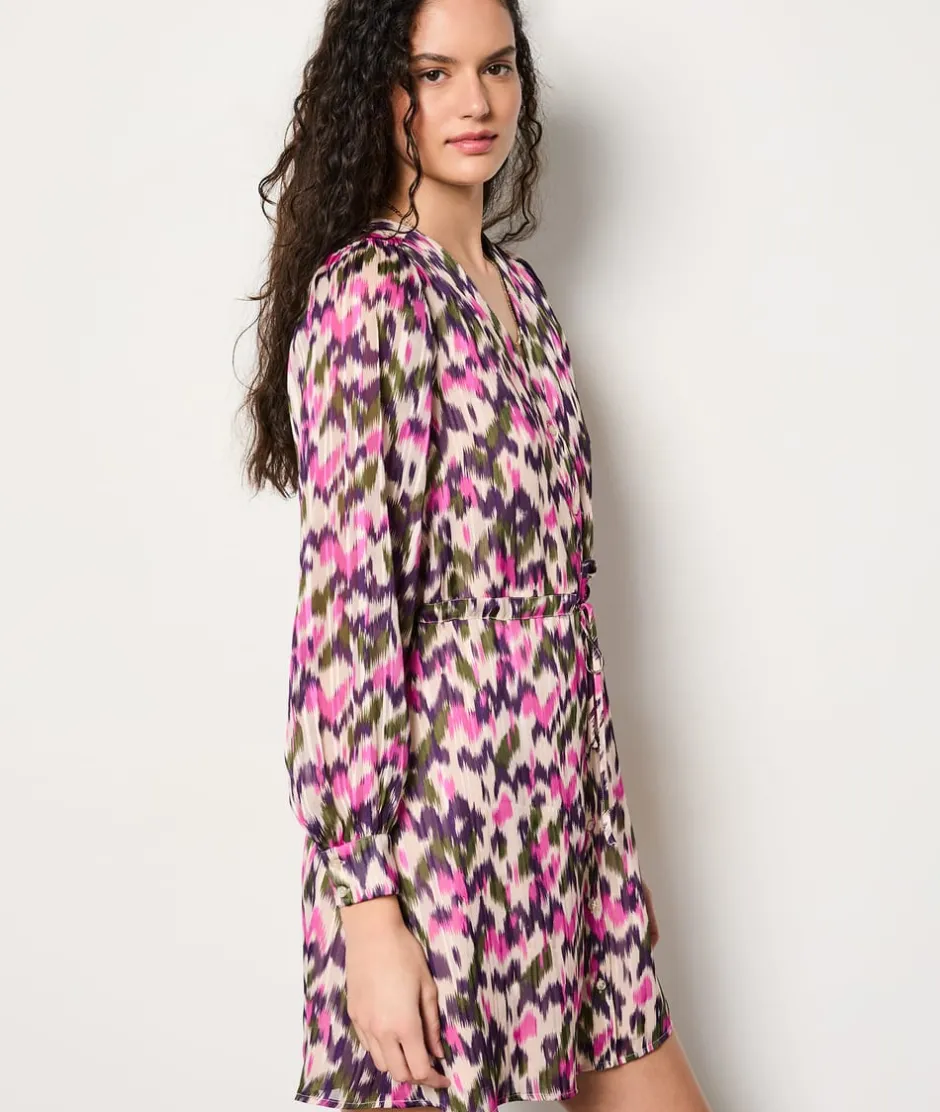 ETAM Vestidos Cortos|Vestidos Estilo Bohemio|Vestido corto camisero estampado MULTICOLOR