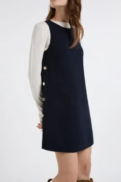 ETAM Vestidos Cortos|Vestidos Lisos|Vestido corto con botones dorados TINTA