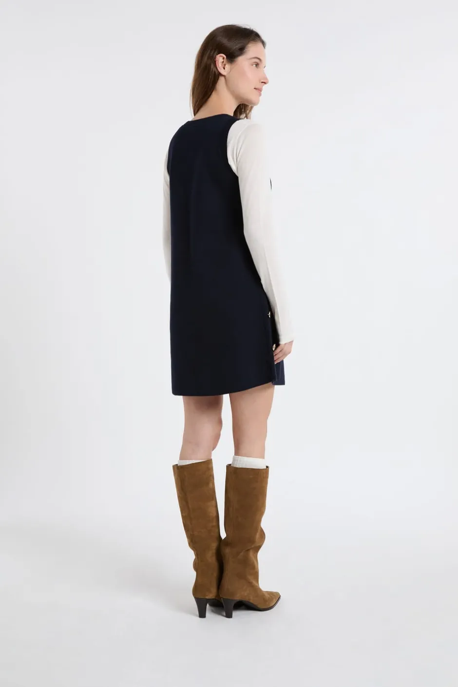 ETAM Vestidos Cortos|Vestidos Lisos|Vestido corto con botones dorados TINTA