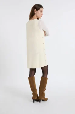 ETAM Vestidos Cortos|Vestidos Lisos|Vestido corto con botones dorados LINO