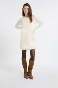 ETAM Vestidos Cortos|Vestidos Lisos|Vestido corto con botones dorados LINO