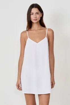 ETAM Vestidos Cortos|Vestidos Lisos|Vestido corto escote en V BLANCO