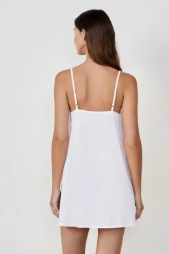 ETAM Vestidos Cortos|Vestidos Lisos|Vestido corto escote en V BLANCO
