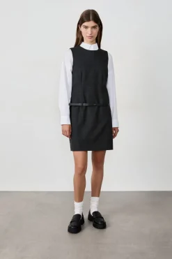 ETAM Vestidos Cortos|Vestidos|Vestido corto sin mangas con cinturón GRIS