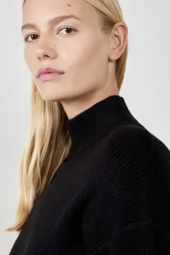 ETAM Vestidos Largos|Vestidos Lisos|Vestido de largo medio con cuello alto NEGRO