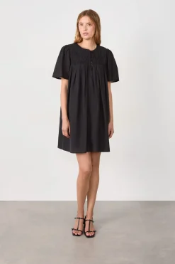 ETAM Vestidos Cortos|Vestidos Lisos|Vestido de manga corta NEGRO