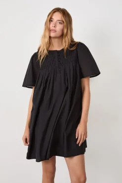 ETAM Vestidos Cortos|Vestidos Lisos|Vestido de manga corta NEGRO