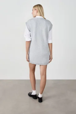ETAM Vestidos Cortos|Vestidos Lisos|Vestido de punto sin mangas GRIS