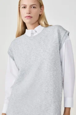 ETAM Vestidos Cortos|Vestidos Lisos|Vestido de punto sin mangas GRIS