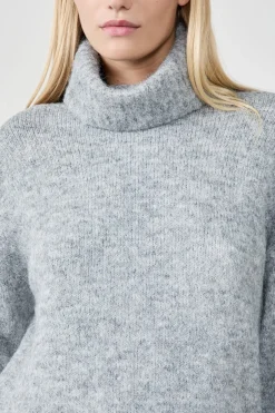 ETAM Vestidos Cortos|Vestidos Lisos|Vestido jersey de cuello alto GRIS