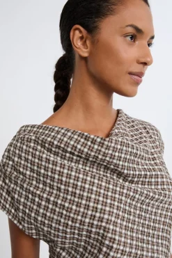 ETAM Vestidos Largos|Vestidos|Vestido largo a cuadros BEIGE