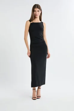 ETAM Vestidos Largos|Vestidos Lisos|Vestido largo ajustado NEGRO