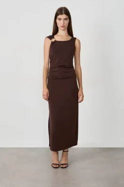 ETAM Vestidos Largos|Vestidos Lisos|Vestido largo con abertura MARR&Oacute;N