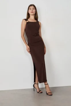 ETAM Vestidos Largos|Vestidos Lisos|Vestido largo con abertura MARR&Oacute;N
