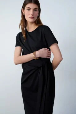 ETAM Vestidos Lisos|Vestidos De Noche|Vestido largo con lazada NEGRO