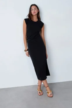 ETAM Vestidos Lisos|Vestidos|Vestido largo de algodón NEGRO