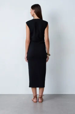 ETAM Vestidos Lisos|Vestidos|Vestido largo de algodón NEGRO