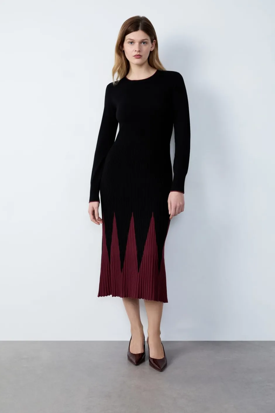 ETAM Vestidos Largos|Vestidos Lisos|Vestido largo de canalé NEGRO