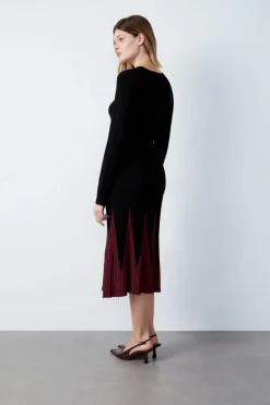 ETAM Vestidos Largos|Vestidos Lisos|Vestido largo de canalé NEGRO