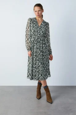 ETAM Vestidos Largos|Vestidos Estilo Bohemio|Vestido largo estampado fluido CRUDO