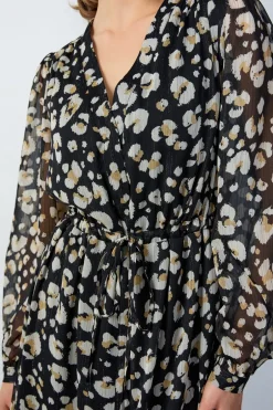 ETAM Vestidos Largos|Vestidos Estilo Bohemio|Vestido largo estampado fluido NEGRO